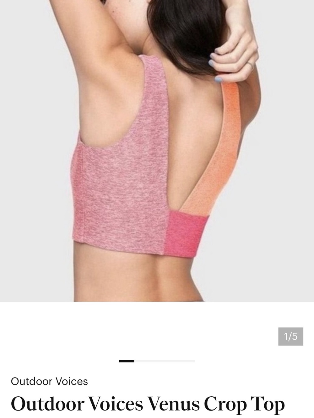 Outdoor Voices Colorblock Venus Crop Top - Heather Pink, Peach & Coral